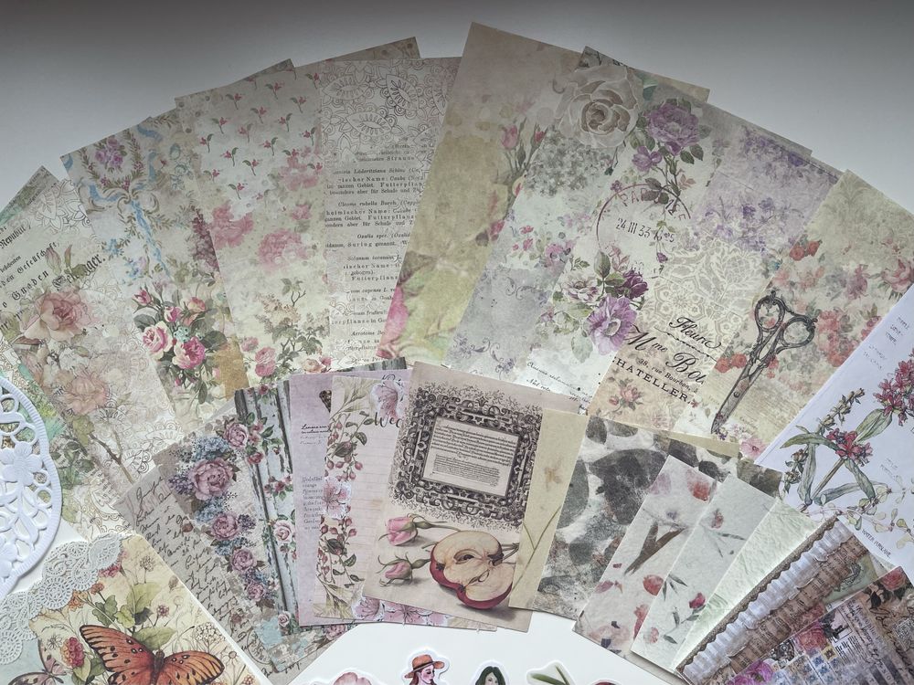 Średni zestaw 50 kwiatowy różowy wiosenny scrapbooking bullet journal