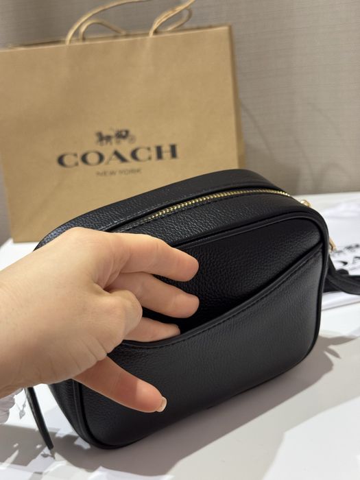 Сумка кросбоді Coach чорна шкіряна через плече crossbody сумочка mini