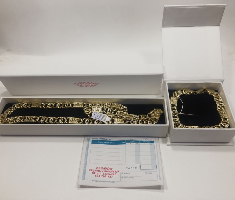 Złoty męski łańcuszek i bransoleta VERSACE•złocony 18K