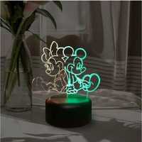 Lampka nocna 3D LED RGB Na biurko + Lampka Mini USB - Mickey Minnie