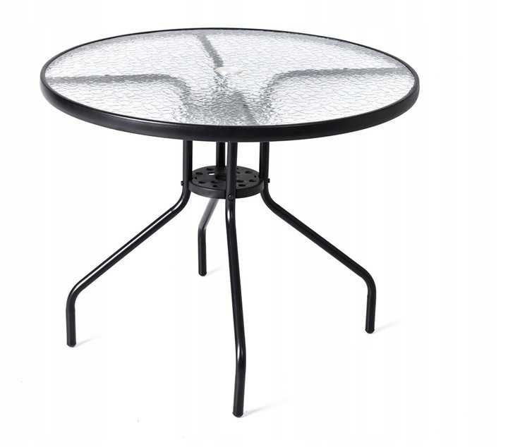 MEBLE Ogrodowe ZESTAW Tarasowy Szklany 4 KRZESŁA + STÓŁ 90x70 cm