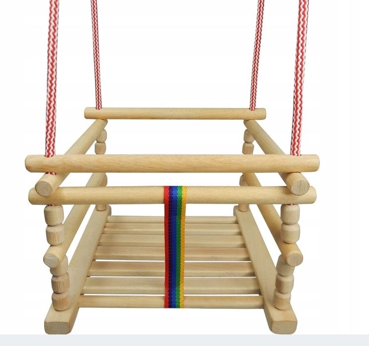 Huśtawka DREWNIANA do zawieszenia NATURALNA
