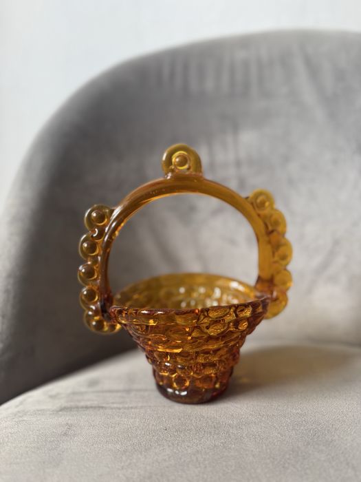 Цукерниця/ ваза для солодощів/ цукерниця з чеського скла/скляний кошик