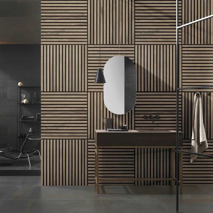 Lamele LITE DREWNO - Panel lamelowy 60x60 - Lamele  na płycie