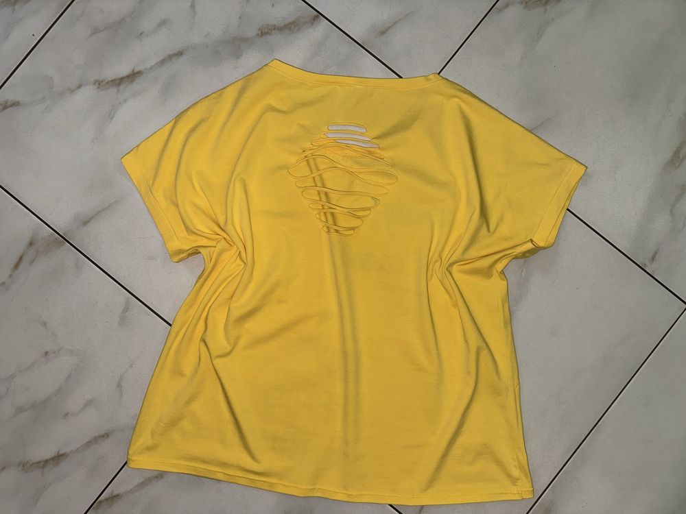 Женская коттоновая желтая футболка кофточка блуза 52-54 (xl-2xl)