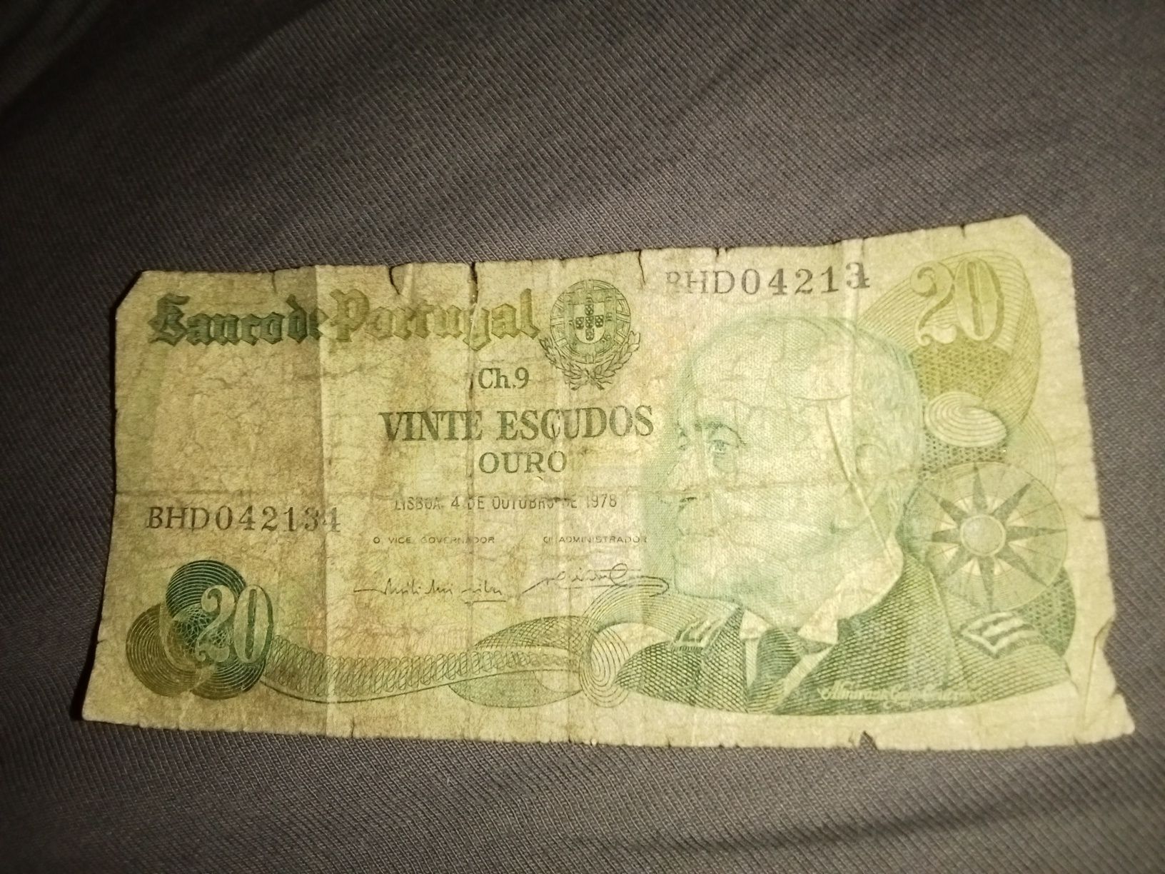 Nota de 20 escudos ano de 1978