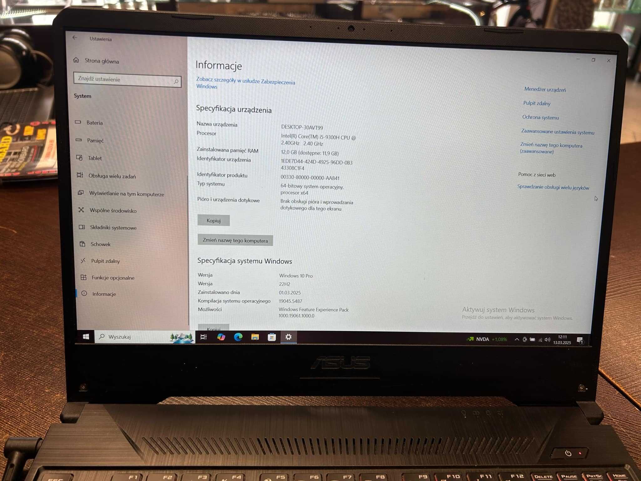 Laptop Asus FX505G 15,6 " Intel Core i5 12 GB / 470GB