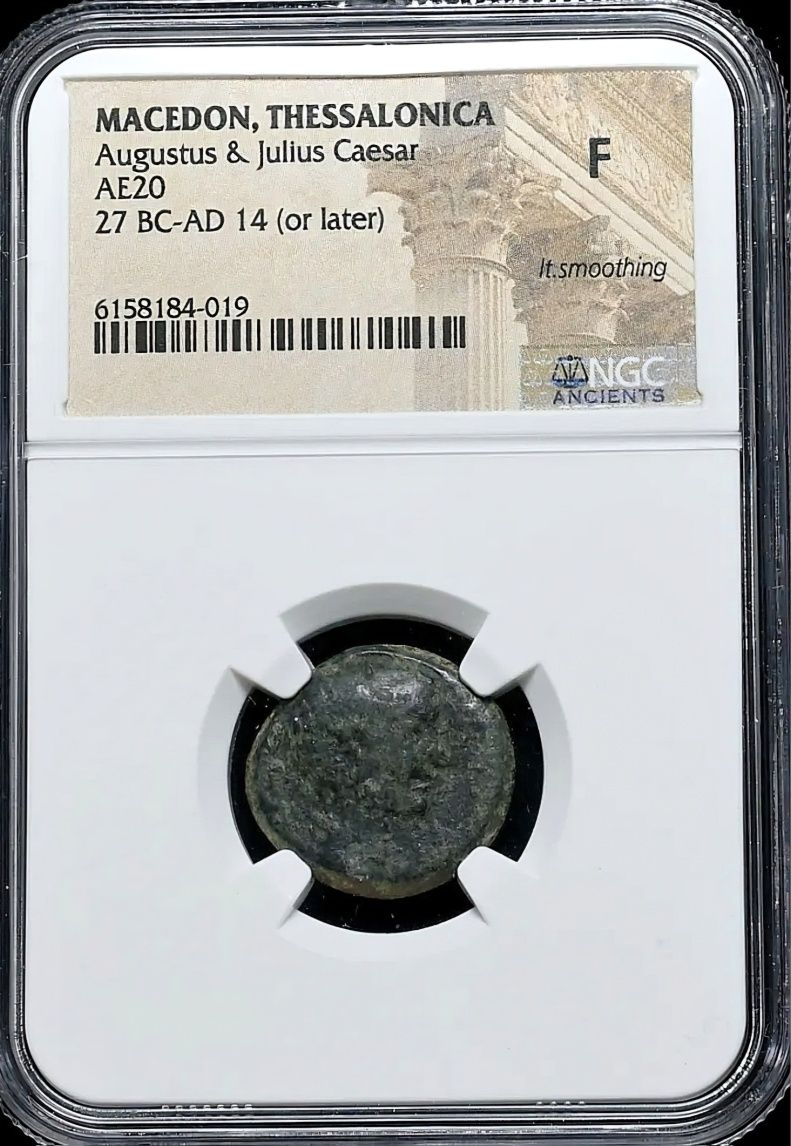 Juliusz Cezar / Oktawian August rzadka moneta rzymska - grading NGC