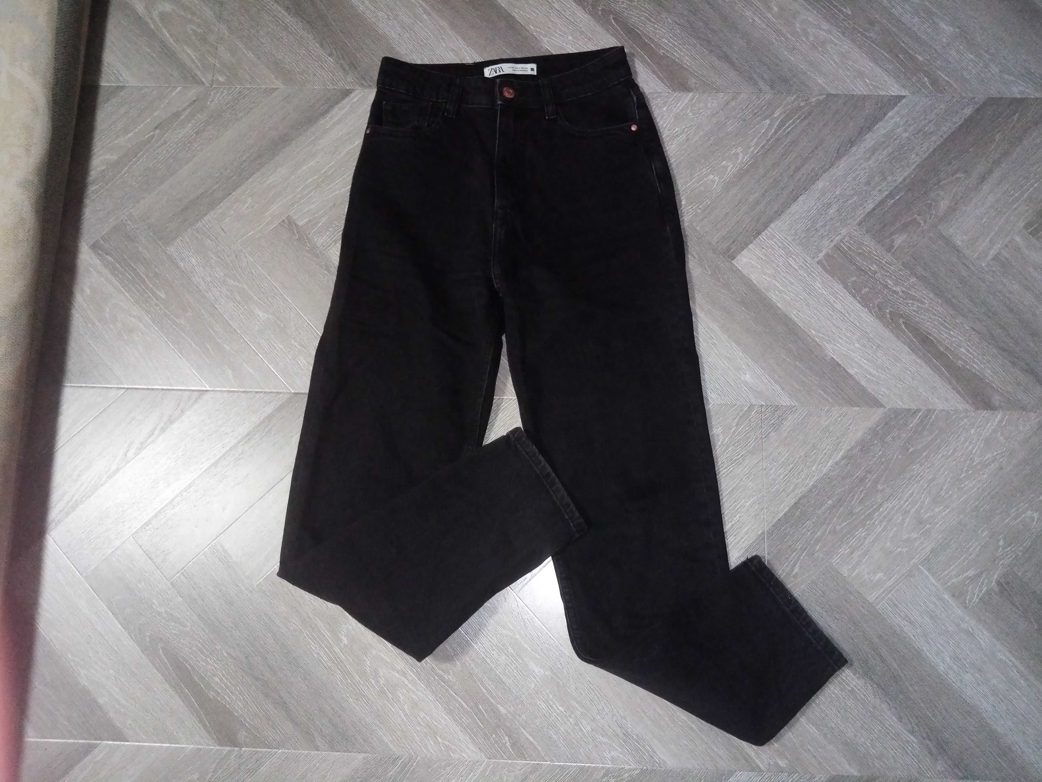 Чорні прямі джинси з високою посадкою Zara 164-168 р.