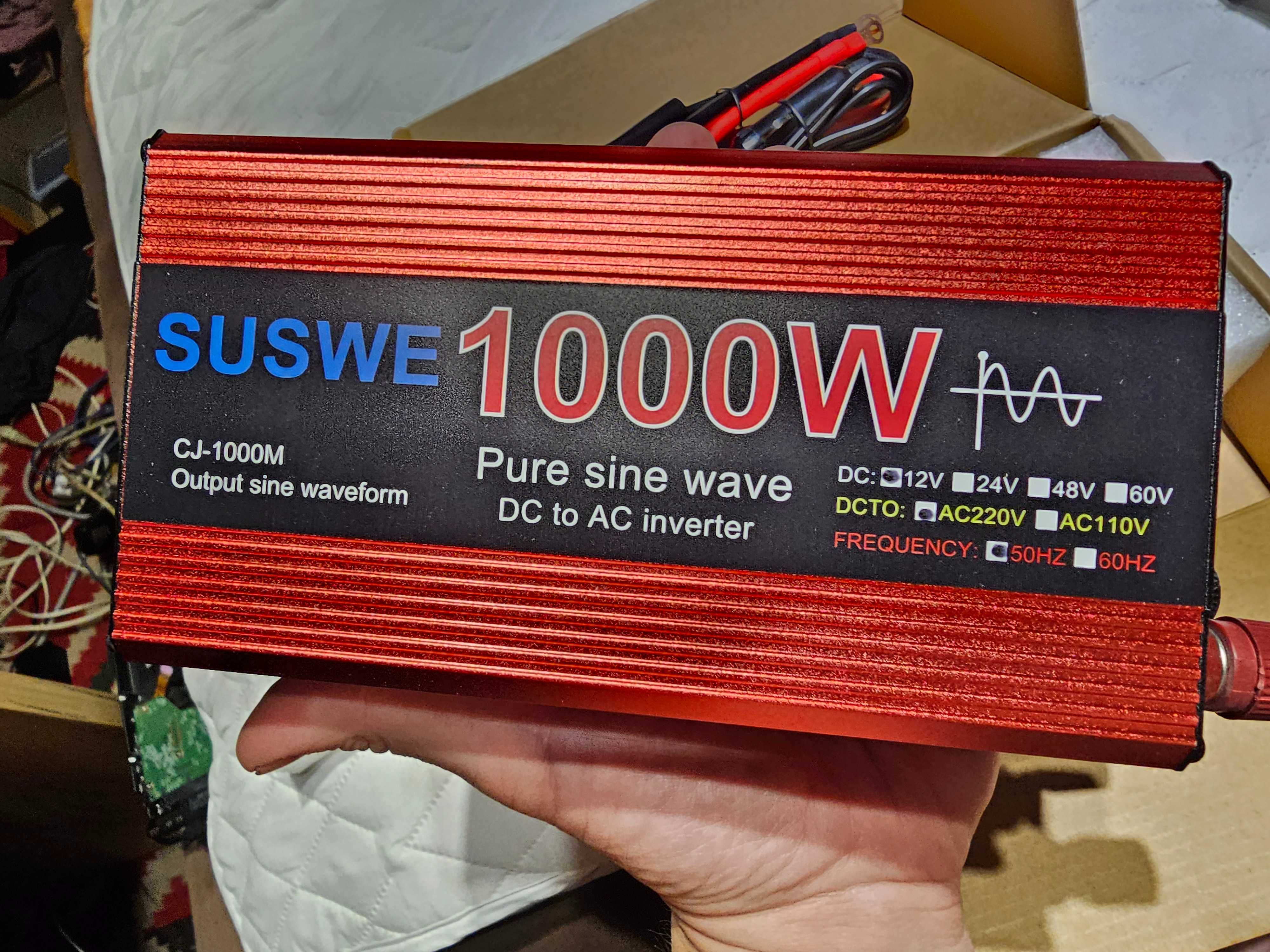 Інвертор (перетворювач напруги) з чистою синусоїдою SUSWE 1000W