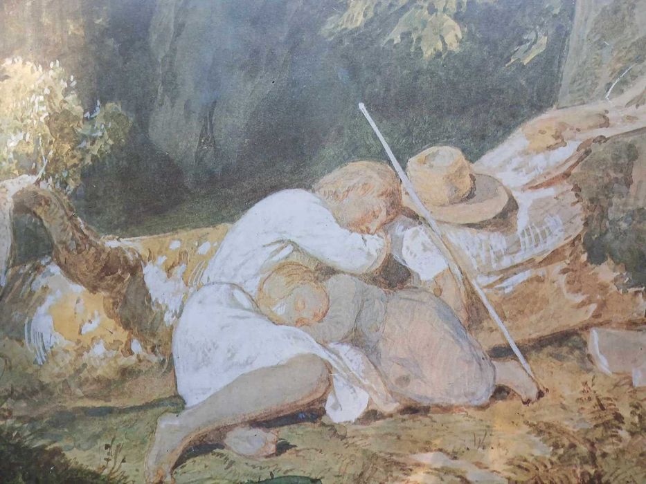 Obraz reprodukcja DZIECI ŚPIĄCE W LESIE Wojciech Gerson w ramie 39x32