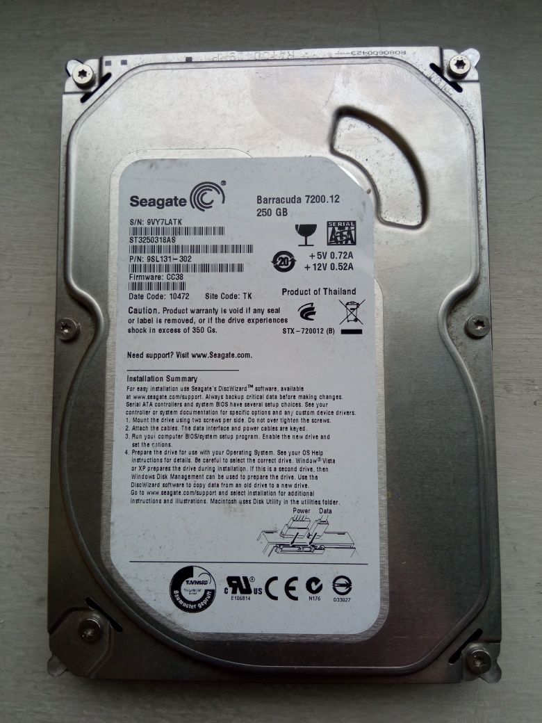 Жёсткий диск Seagate на 250GB