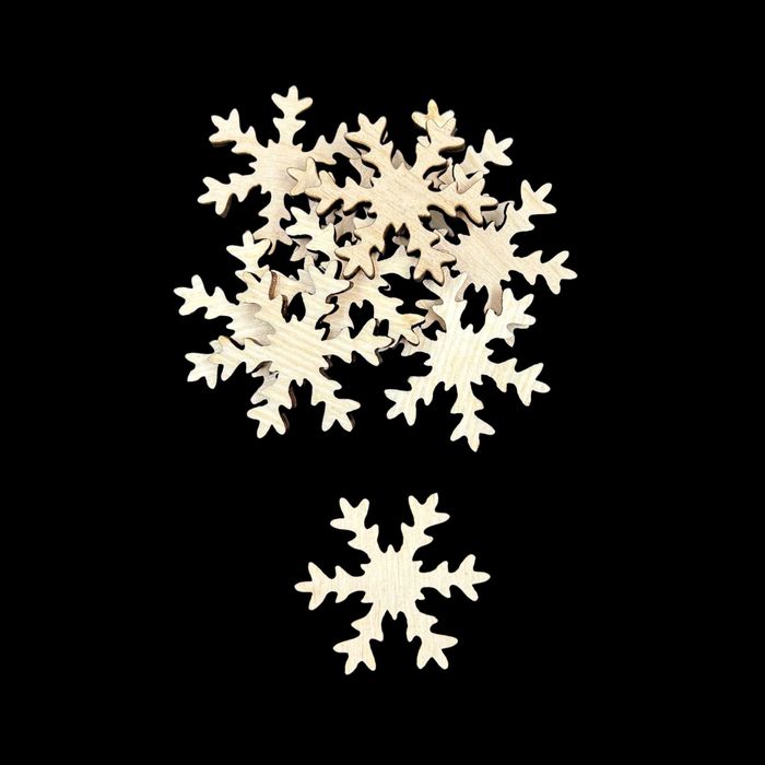 Drewniania śnieżynka śnieżka ozdoba świąteczna 2cm zestaw 10 sztuk