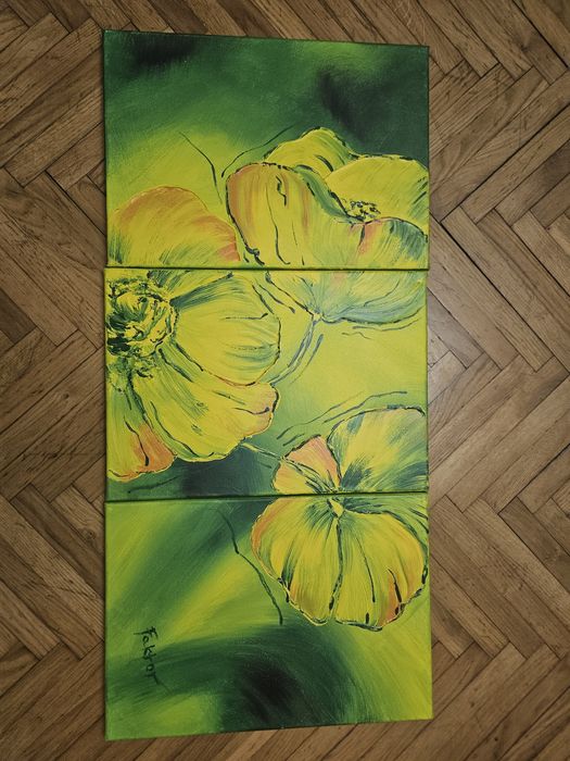 Obraz tryptyk kwiaty