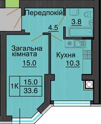 Продається 1-к квартира в ЖК Софія Резиденс Мартинова 34
