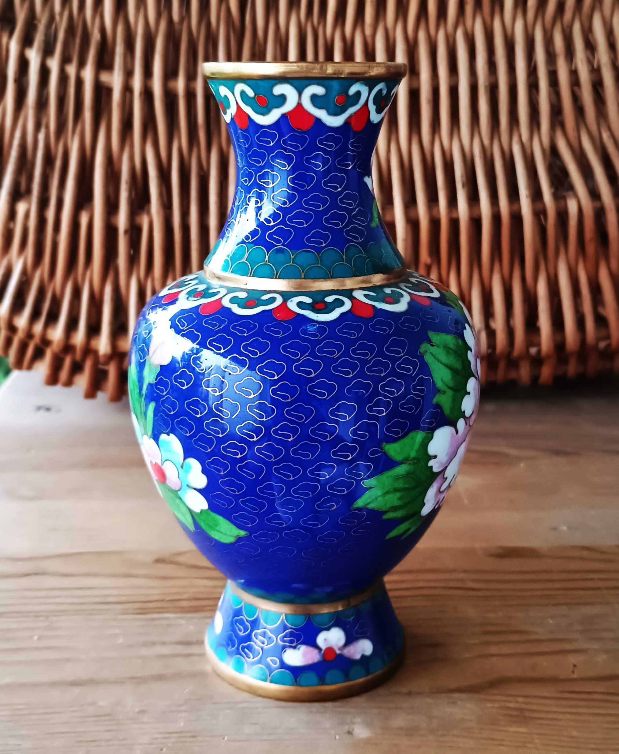 Wazon Cloisonne, emalia komórkowa