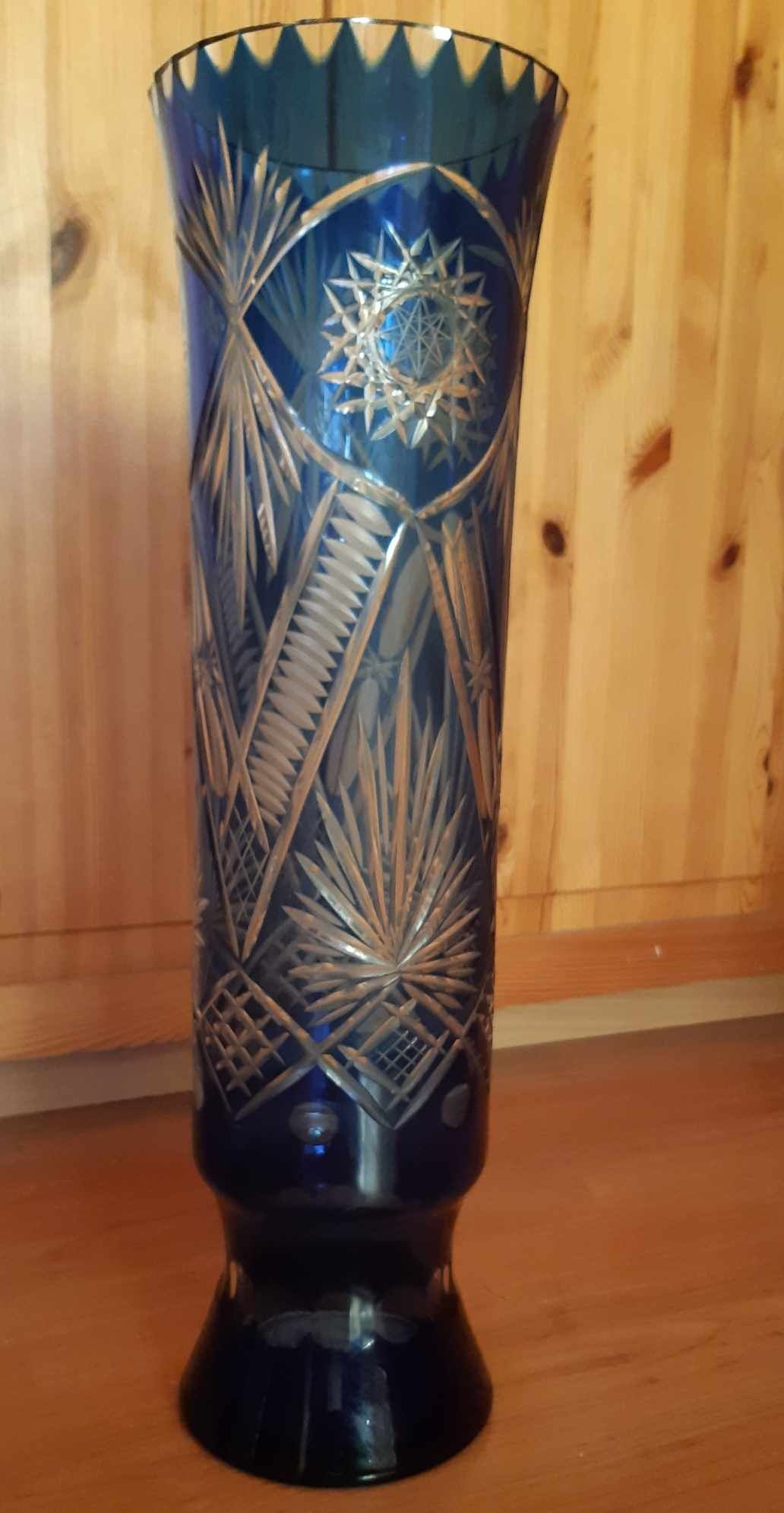 Wazon kryształowy kobalt Prl 55 cm
