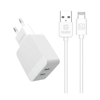 Ładowarka sieciowa KSC-371 - 2xUSB - 12W 2,4A z kablem USB - Lightning