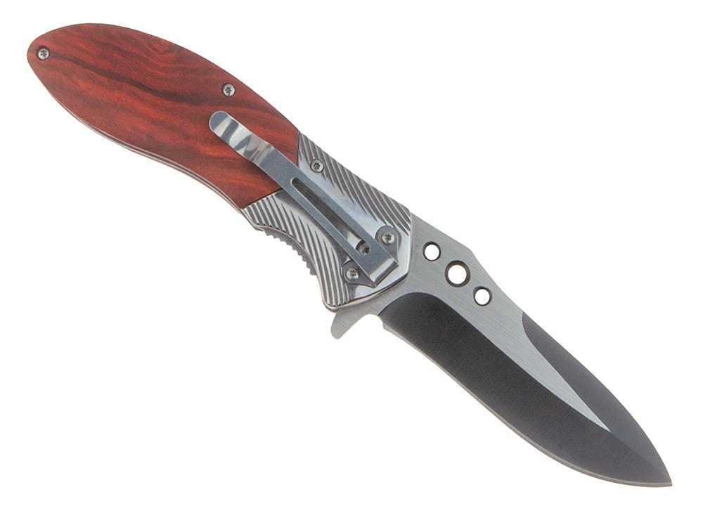 nóż sprężynowy składany myśliwski klasyczny drewno wojskowy N-546A