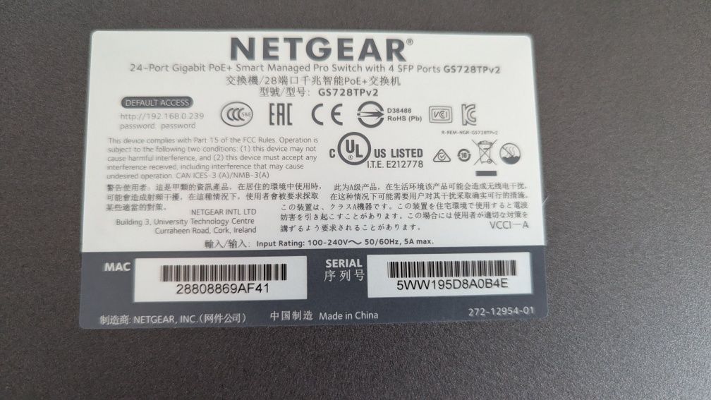 Switch Netgear GS728TPV2 Switch POE