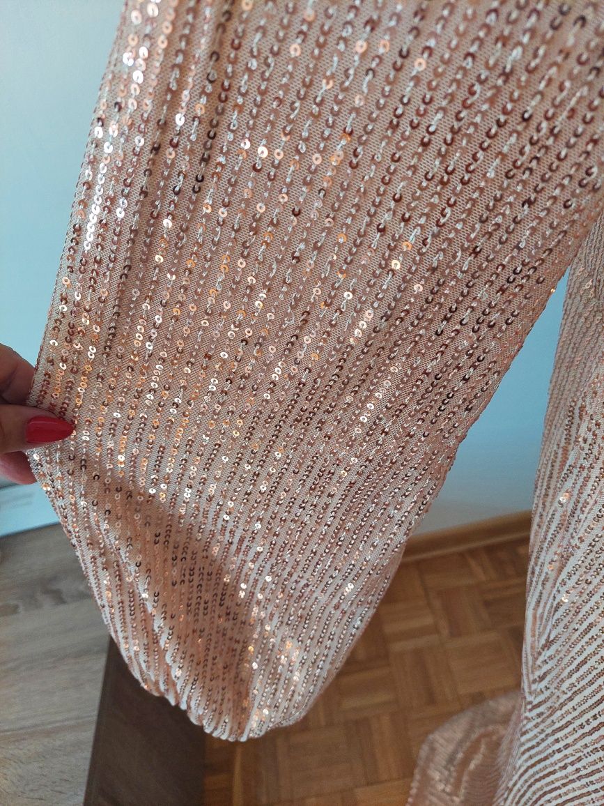 Suknia wesele bal ciąża plus size cekiny 48 50 52