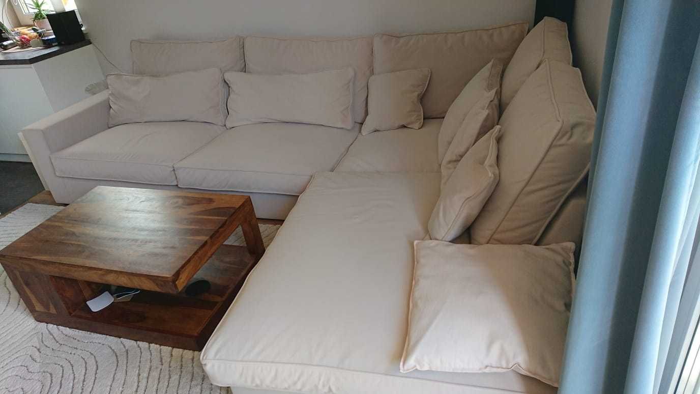 Sofa narożnik prawostronny matt velvet beżowa