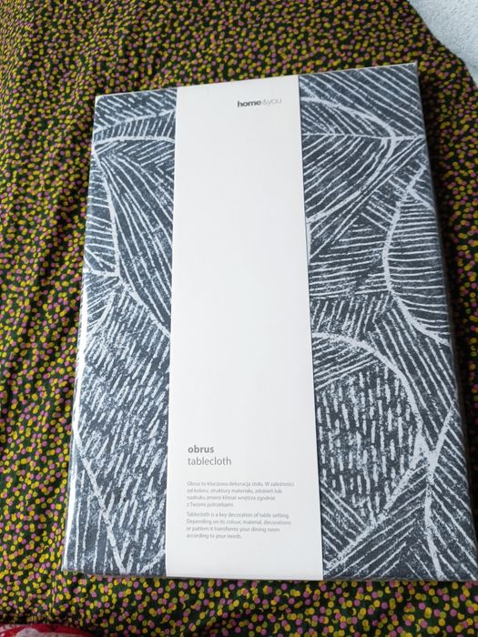 Nowy szary biały obrus home&you 130x180