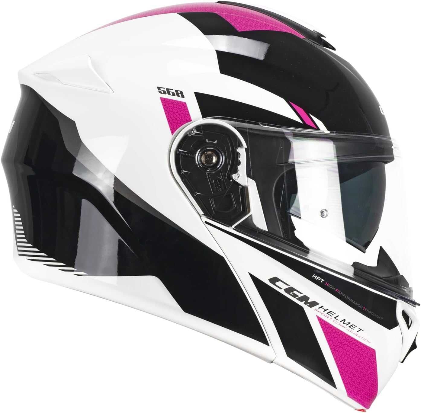 CGM Kask modułowy, 568S BER SPORT, czarny, fuksja, M (57-58 cm)