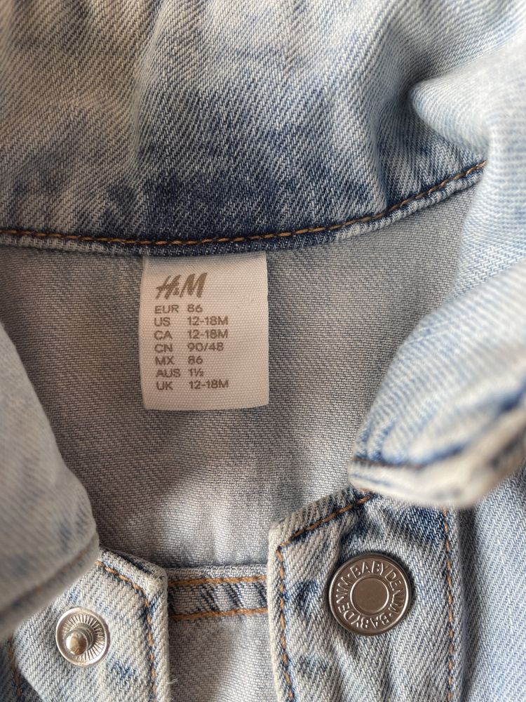 Zestaw 86 kurtka jeansowa i sukienka paski H&M