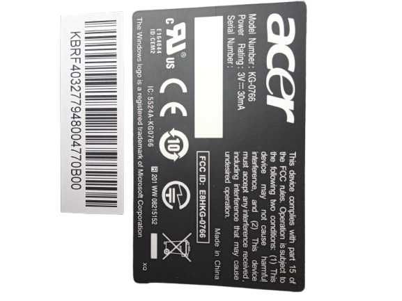 Klawiatura bezprzewodowa AZERTY ACER KG-0766 BEZ ADAPTERA