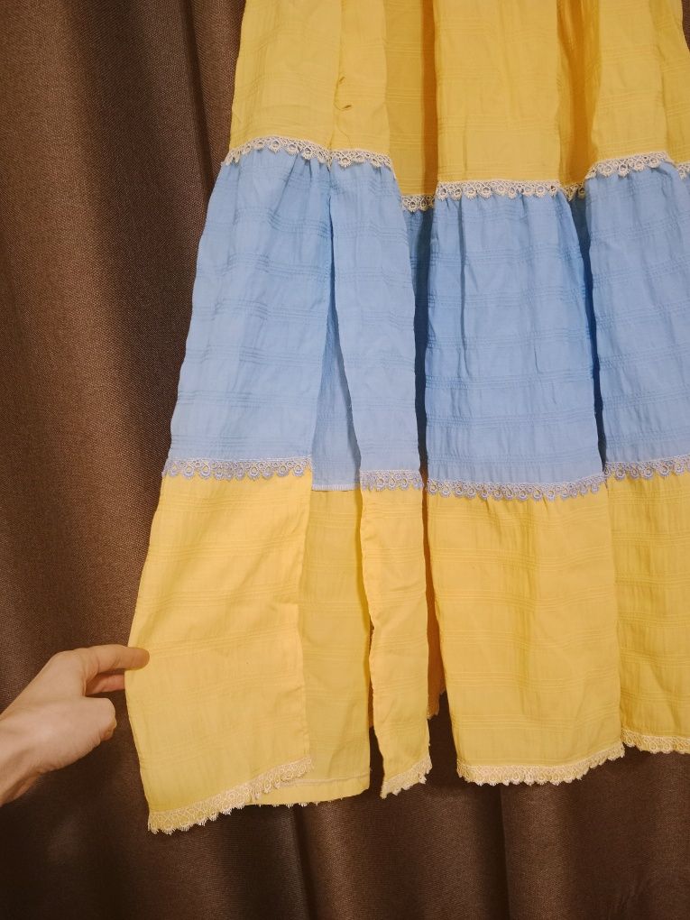 Сукня максі, довга, жовтоголуба