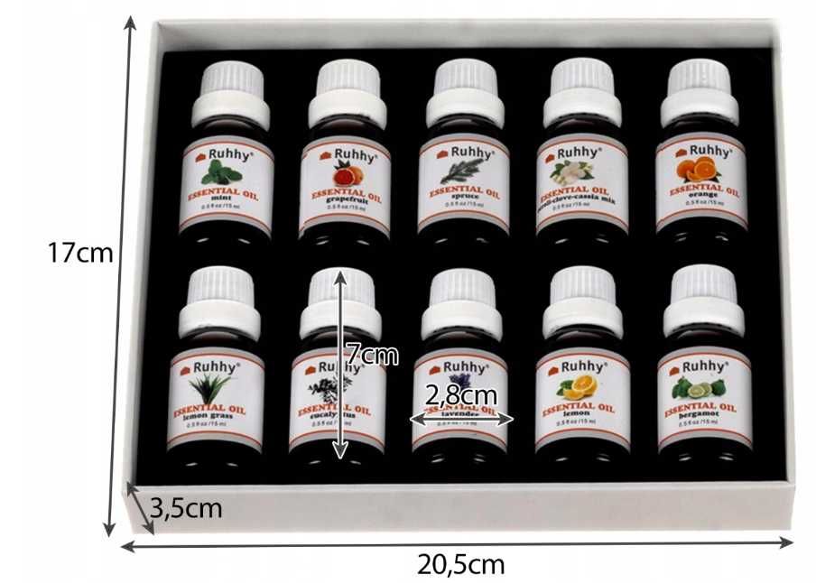 Olejki Eteryczne Zestaw x 10 15 ml Naturalne Aromaterapia Zapachowe