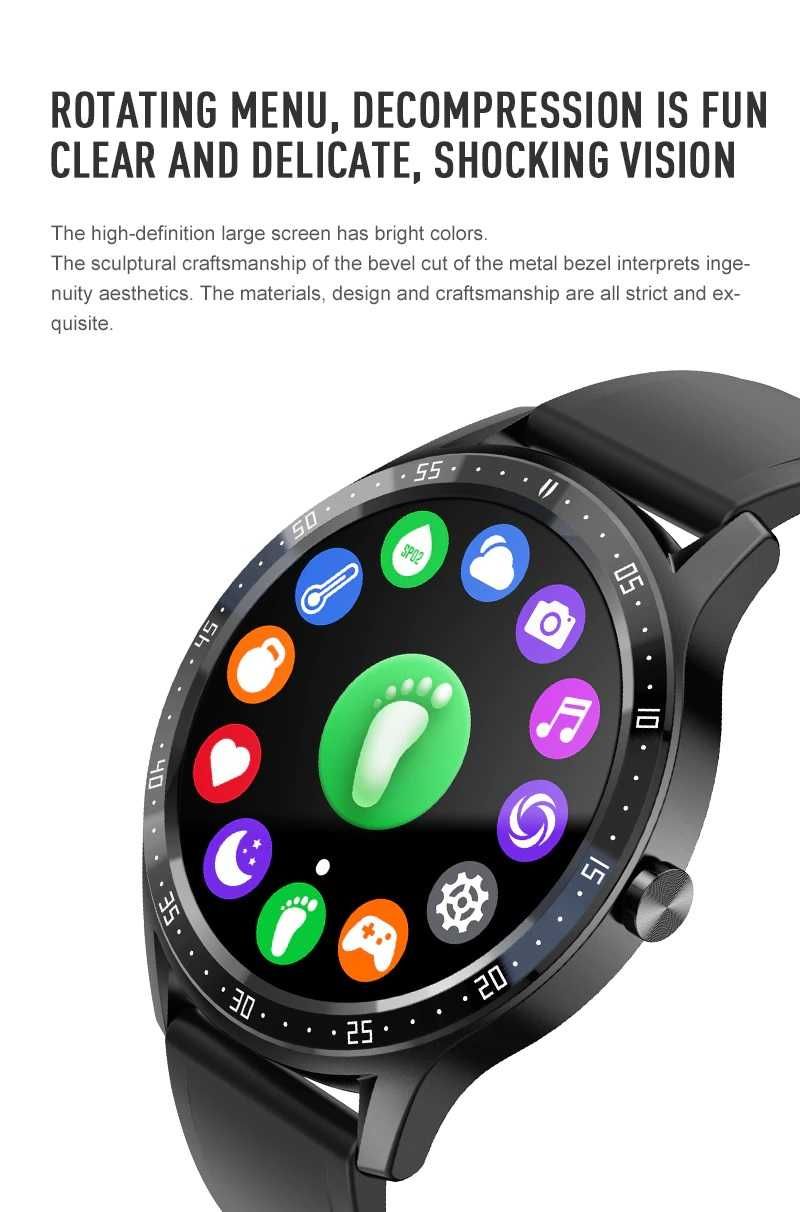 SmartWatch S32 tętno, ciśnienie, O2, kroki, powiadomienia.