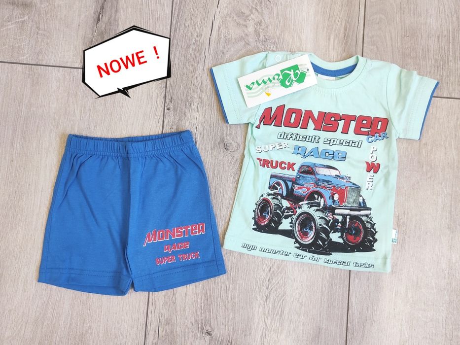 Nowy komplet niemowlęcy koszulka na krótki rękaw + krótkie spodenki