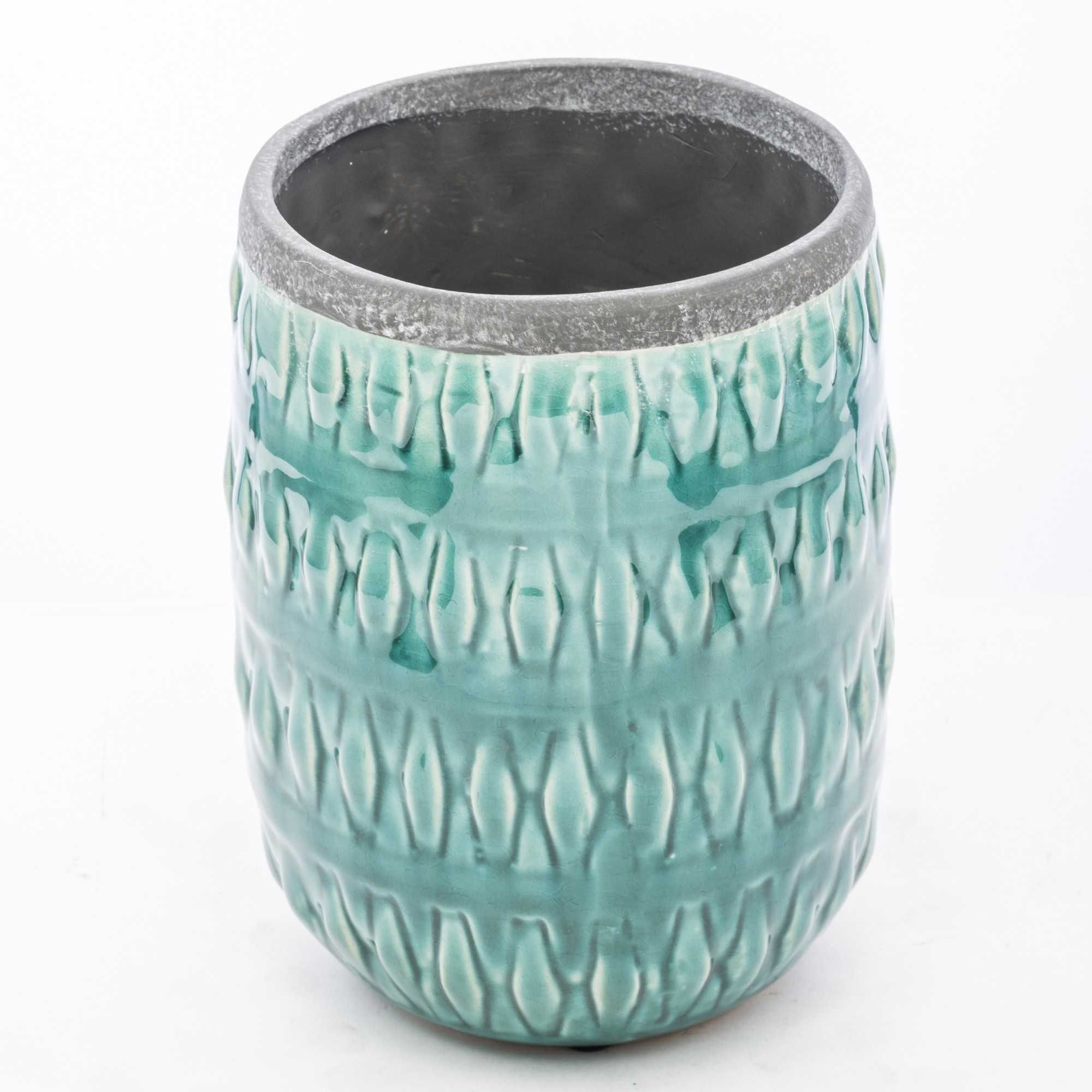 Donica osłonka ceramiczna turkusowa 18x13cm. 129068