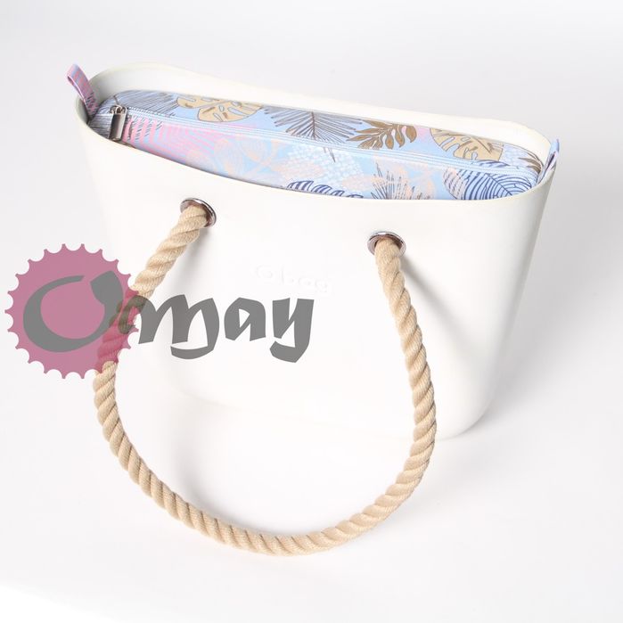 Szary organizer OBAG MINI liście błękitne 2 kieszenie wkład OMAY