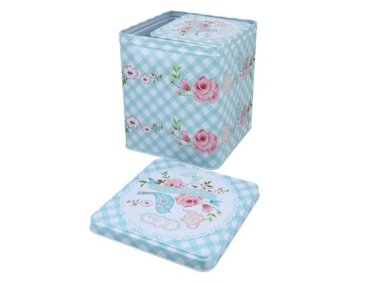 Puszki metalowe na ciastka, herbatę - 3 sztuki - w róże