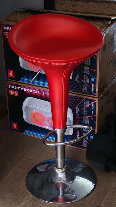 Hoker Krzesło barowe CZERWONE regulowana wysokość + gratis poduszka