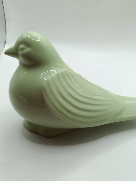 Figurka ceramika miętowy zielony ptak gołąb