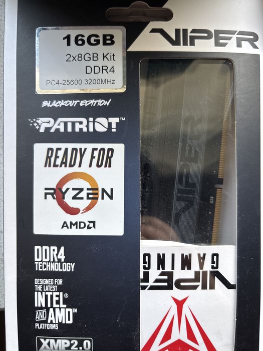 Pamięć RAM Patriot 16GB 3200MHz Viper 4 Blackout CL16 2x8GB