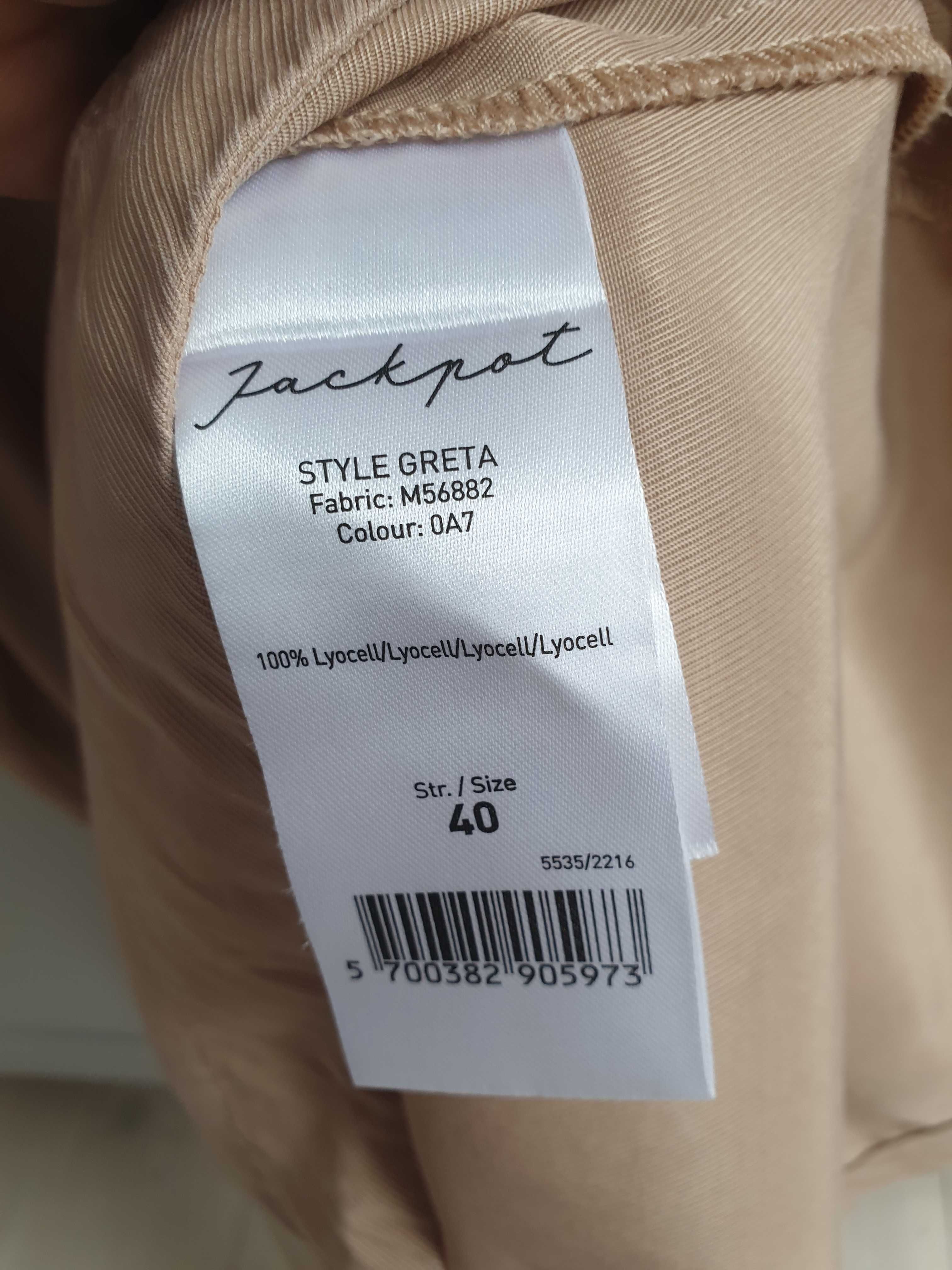 Beżowa kamelowa sukienka 100% lyocell Jackpot 42 40