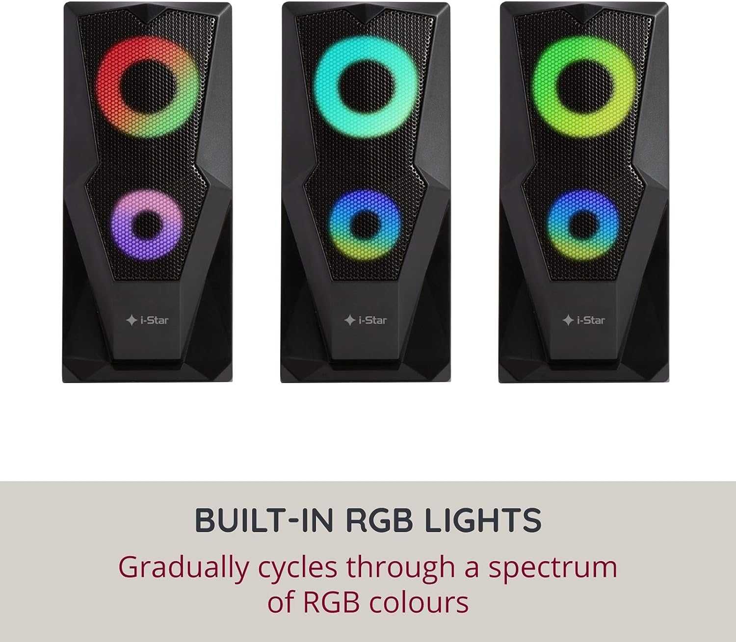 Zestaw głośników RGB 2.0 i-star DS601 gamingowe dla graczy czarny