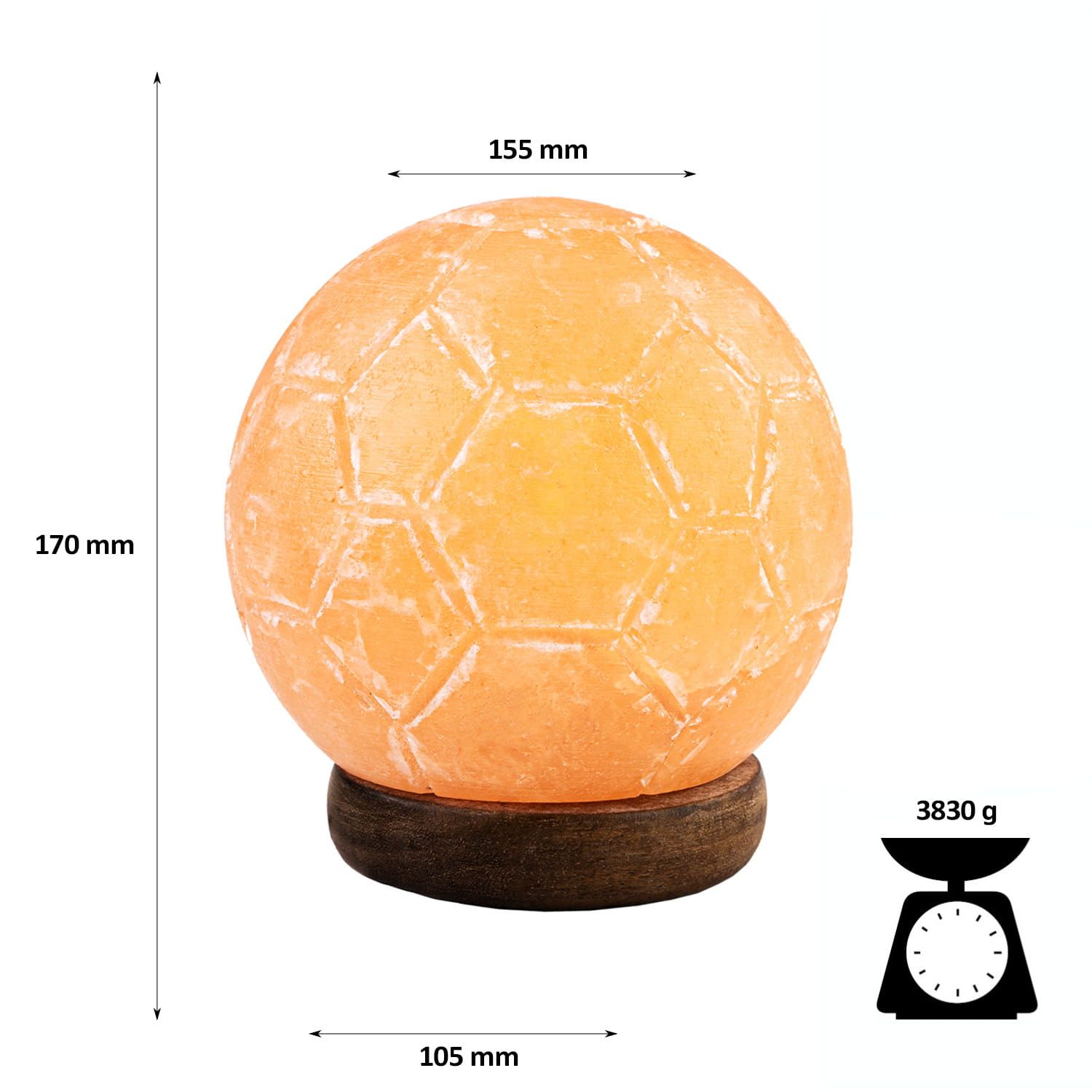 Lampa solna okrągła kula piłka nożna naturalna z soli himalajskiej
