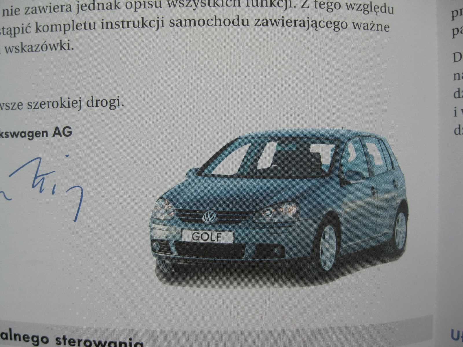 VW GOLF V Polska instrukcja obsługi VW Golf 5 w ETUI 2004r oryginał VW