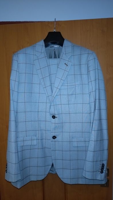 Garnitur szary w kratkę komplet