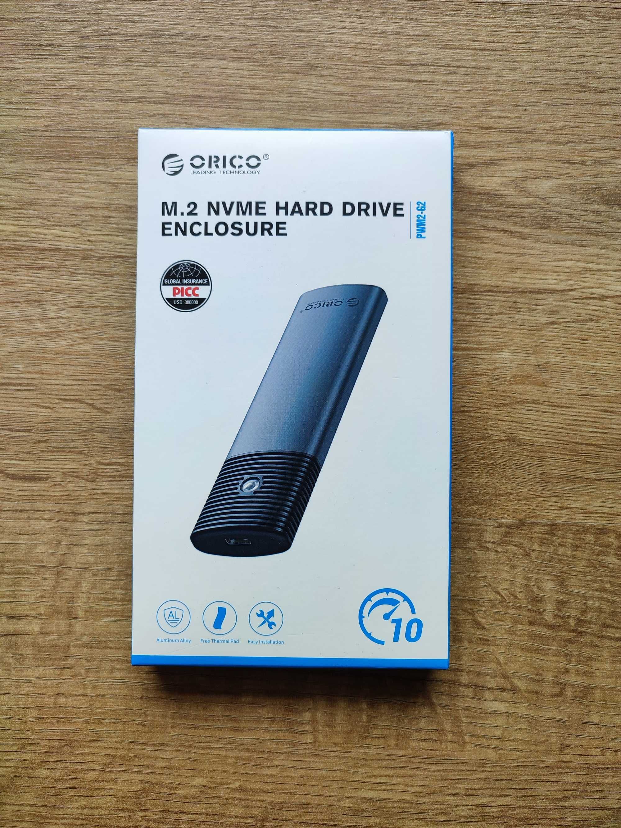 Orico PWM2-G2. Kieszeń, obudowa na dysk SSD M.2 NVMe PCIe. Up to 4TB.