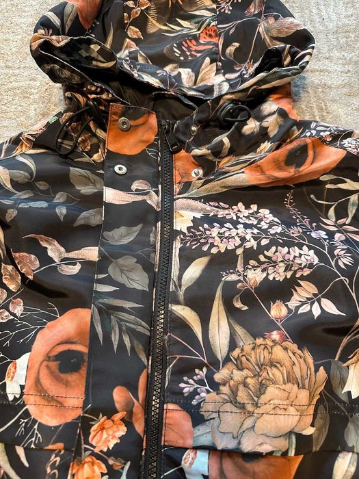 Kurtka parka czarna z roślinnym motywem House stan idealny