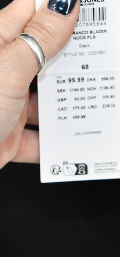 Elegancka marynarka męska Jack&Jones czarna r. 68 – nowa z metką