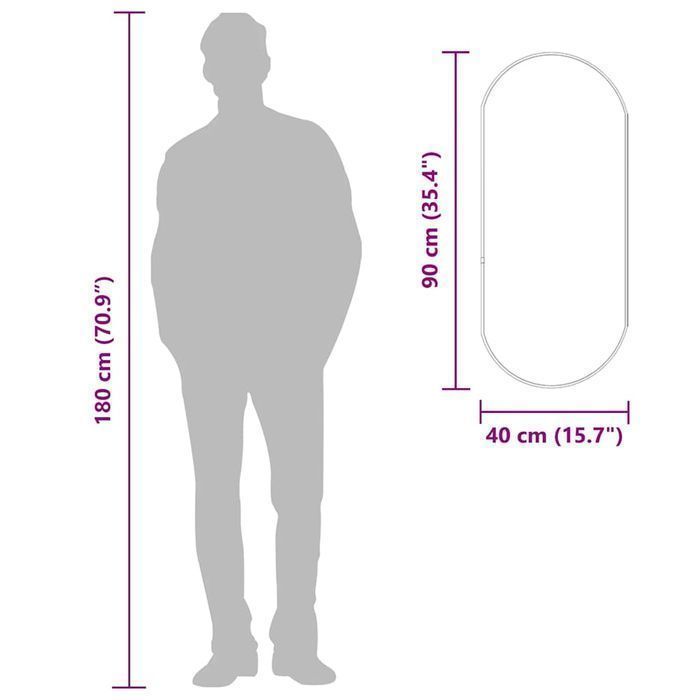 Lustro Ścienne, Czarne, 90X40 Cm, Owalne