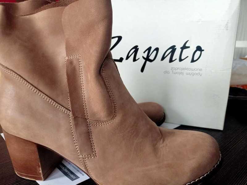 Beżowe botki zapada skórzane rozmiar 41